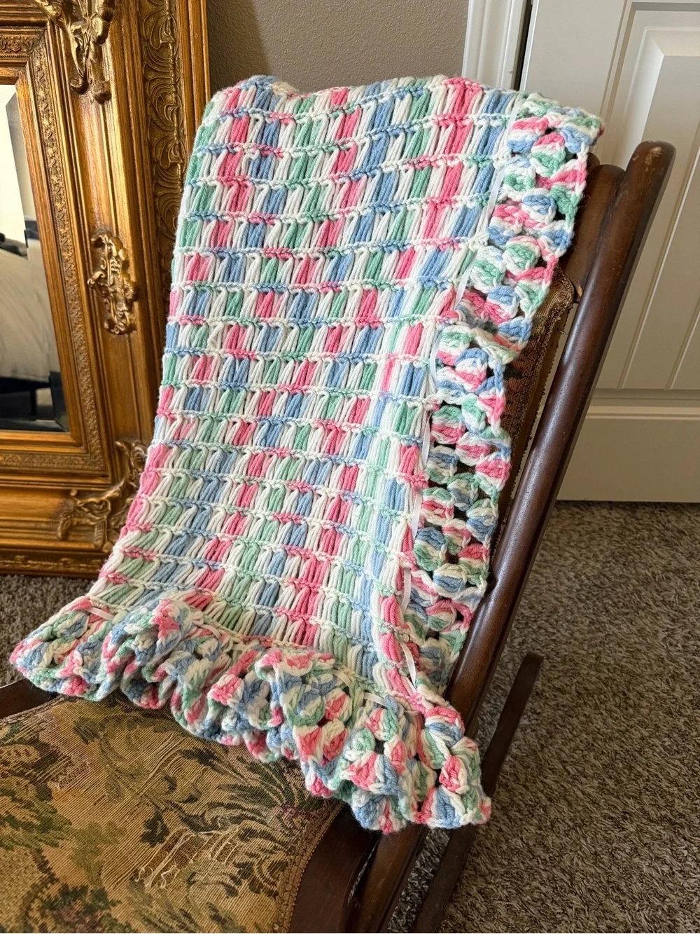 Handmade Crocheted Afghan Baby Blanket